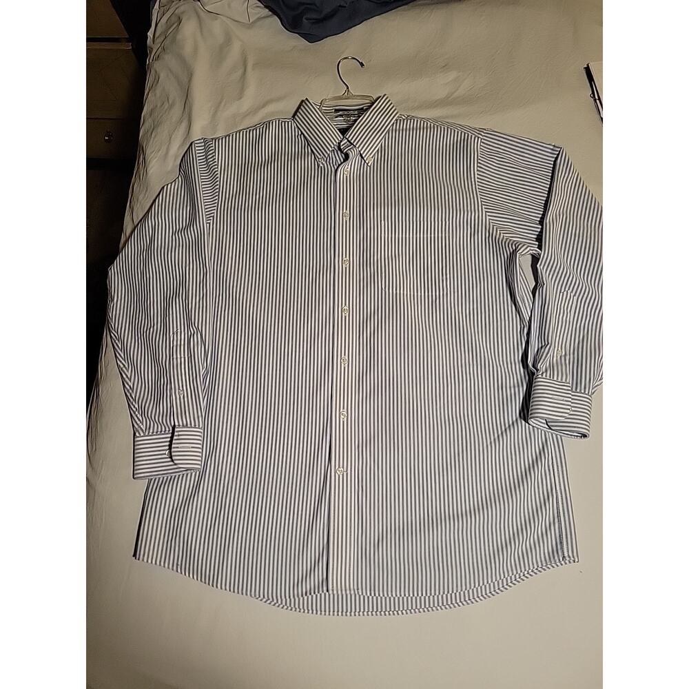 Stafford Essentials Mens dress Shirt . The Oxford Shirt. Blue White Striped